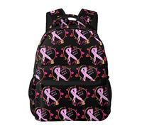 Mochila escolar multifunción para hombres y mujeres con cómoda y suave correa para el hombro, mochila ligera para senderismo, picnic, cinta brillante, conciencia sobre el cáncer de mama para viajes
