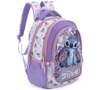 Mochila Escolar Niña Ergonómica para Fans de Stitch - 43x33x20 cm - 6 a 10 Años - Grande Adaptable a Carro con Compartimento para Portátil, Espalda Acolchada y Reflectantes