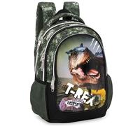 Mochila Escolar Niño Primaria Ergonómica - Diseño Dinosaurio T-Rex Camuflaje "Jungle Rex" - 43x33x20 cm (6-10 Años) - Adaptable a Carro y Portátil