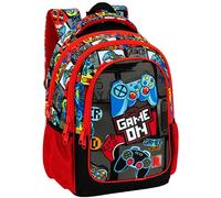 Mochila Escolar Niño Primaria Ergonómica - Diseño Videojuegos "Gamer Squad" - 43x33x20 cm (6-10 Años) - Gran Capacidad Adaptable a Carro con Compartimento Portátil