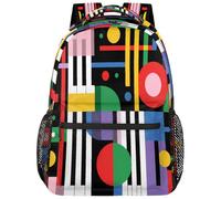 Mochila escolar para adolescentes, niñas y niños, colorida, con rayas geométricas, diseño circular, ideal para estudiantes de secundaria y universidad. Mochila impermeable informal para el día a día,