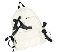 Mochila Escolar para Niña Adolescente De Muy Buen Gusto Informal Nailon Plisada Anime Japonés con Decoración Lazo Dulce Escolar Estilo Anime