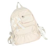 Mochila Escolar para Niña Adolescente De Muy Buen Gusto Informal Nailon Plisada Anime Japonés con Decoración Lazo Dulce Escolar Estilo Anime