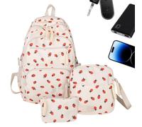 Mochila Escolar para Niñas Mini Bolsa Fresa, Bolsa De Hombro, Estuche Para | Set de Bolsas Escolares para Niñas, Niños, Jardín de Infantes, Preescolar, Aire Libre, Viajes de Camping, Di