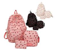 Mochila Escolar para Niñas Mochila Fresa, Bolso Hombro Y Portalápices | Set Escolar de Bolsas para Niñas, Niños, Jardín de Infantes, Preescolar, Aire Libre, Viajes de Camping, Diario