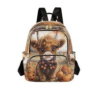 Mochila escolar para niñas y mujeres, adolescentes, escuela, secundaria, casual, mini pequeña mochila para libros, mochila para bebé, vaca, otoño, Baby Highland Cow Fall, S
