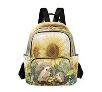 Mochila escolar para niñas y mujeres, adolescentes, universidad, escuela secundaria, casual, mini bolsa pequeña, mochila de día, mochila de día, erizo, familia, jardinería, bajo girasoles gigantes