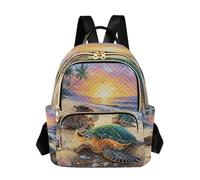 Mochila escolar para niñas y mujeres, adolescentes, universidad, escuela secundaria, casual, mini mochila pequeña, mochila de día, tortugas en la playa, Tortugas en la playa, M