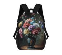Mochila Escolar Para Niños Colorful Floral Arrangement in Decorative Vase Mochilas Para Libros Mochila Informal De Viaje Con Impresión 3D Para Niños Y Niñas Mochila De Gran Capacidad 17inch