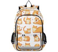 Mochila escolar para niños de 8 a 12 años: mochila de gran capacidad para estudiantes en varios colores. Un conjunto de lindo gato gordo naranja