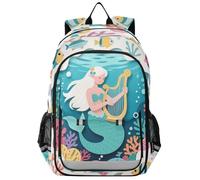 Mochila escolar para niños de 8 a 12 años: moderna mochila para niños y niñas de sexto grado en varios colores, diseño de sirena de animales oceánicos cortados en papel