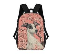 Mochila Escolar Para Niños Dog Portrait with Cherry Blossoms Elegant Dog Wall Art Mochilas Para Libros Mochila Informal De Viaje Con Impresión 3D Para Niños Y Niñas Mochila De Gran Capacidad 17inch