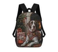 Mochila Escolar Para Niños German Shorthaired Pointer Dog in Christmas Sweater by Fireplace Mochilas Para Libros Mochila Informal De Viaje Con Impresión 3D Para Niños Y Niñas Mochila De Gran Capacidad