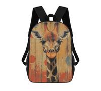 Mochila Escolar Para Niños Giraffe Portrait on Wood Panel Whimsical Wildlife Art Mochilas Para Libros Mochila Informal De Viaje Con Impresión 3D Para Niños Y Niñas Mochila De Gran Capacidad 17inch