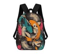 Mochila Escolar Para Niños Koi Fish Vinyl Art Yin Yang Koi Fish Vibrant Abstract Design Mochilas Para Libros Mochila Informal De Viaje Con Impresión 3D Para Niños Y Niñas Mochila De Gran Capacidad 1