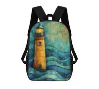 Mochila Escolar Para Niños Lighthouse on The Sea Lighthouse over Abstract Sea Mochilas Para Libros Mochila Informal De Viaje Con Impresión 3D Para Niños Y Niñas Mochila De Gran Capacidad 17inch