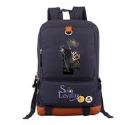 Mochila escolar para niños Solo Leveling, ligera con diseño de anime, doble compartimento, para niños y niñas, Azul Marino-b, 17Inch