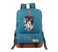 Mochila escolar para niños Solo Leveling, ligera con diseño de anime, doble compartimento, para niños y niñas, Cyan-a, 17Inch