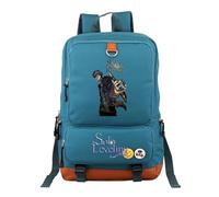 Mochila escolar para niños Solo Leveling, ligera con diseño de anime, doble compartimento, para niños y niñas, Cyan-b, 17Inch