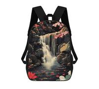 Mochila Escolar Para Niños Waterfall Serenity Cherry Blossoms Lotus Japanese Mochilas Para Libros Mochila Informal De Viaje Con Impresión 3D Para Niños Y Niñas Mochila De Gran Capacidad 17inch