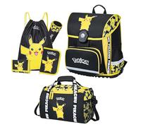 Mochila escolar Pokemon para 1ª hasta 4 clases - Ergonómica, compacta, ligera - Mochila escolar con diseño de Pikachu - Set de escolarización con muchos accesorios, amarillo, ca. 37 x 35 x 24 cm