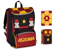 Mochila escolar primaria Roma extensible By Seven para niño + Estuche de 3 pisos completo papelería + Diario 2026-2027 + 7 bolígrafos a presión y llavero equipo