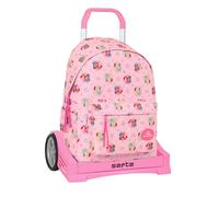 Mochila Escolar PRINCESAS DISNEY Happy, Grande 42 cm. Con Carro EVOLUTION