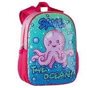 Mochila Escolar - Pulpitos - Dibujo en Lentejuelas Reversibles - Cambia de Color - Compartimento Principal y Bolsillos Laterales - Tirantes Acolchados-Ergonómica y Ligera - 32 × 24 × 9 cm - Toybags