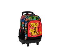 Mochila Escolar Ranking Grafitti con Trolley Fijo - Doble Compartimento - Gran Capacidad - Dos ruedas, stoppers delanteros - Carro compacto muy resistente - 44 X 34 X 17 CM