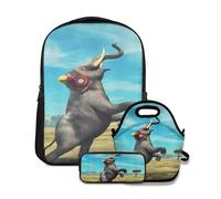 Mochila escolar,Safari de elefantes africanos animales salvajes elefantes con auriculares bailando en el campo rural,con bolsa de almuerzo y estuche para lápices para mochila para adolescentes