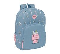 Mochila Escolar SNOOPY Blue Pink, Grande 46 cm. Adaptable