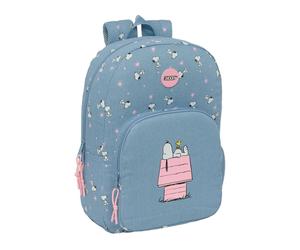 Mochila Escolar SNOOPY Blue Pink, Grande 46 cm. Adaptable