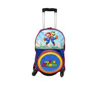 ToyBags Mochila Escolar Super Mario - Doble Compartimento Adaptable + Carro Negro Proteccion Lateral Y STOPER Frontal Anti CAIDA 4 Ruedas giratorias - 45 X 32 X 20 CM