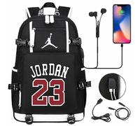 Mochila escolar USB de gran capacidad Jordan 23 - Negro