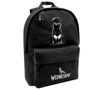 Mochila Escolar Wednesday Addams - ToyBags - Compartimento Principal y Bolsillo Frontal - Interior Forrado con Porta Ordenador - Poliester 300D - Serigrafía + Impresión transfer - 43 x 31 x 13.5 cm