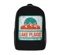 Mochila Estampada Lake Placid Montaña Vintage Mochila para Escuela Al Aire Libre Tipo Casual Bolsas Diaria Mochila Escolar para Adolescente, Escolar, Viajes, 43X32X14Cm