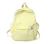 Mochila estética de color liso para portátil y escuela - Ligera, de tela ecológica, para adolescentes y mujeres - Compatible con portátiles