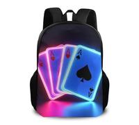 Mochila Estilo As De Cartas Negro Neón Backpack Tipo Casual Mochilas Escolares Daypack para Aire Libre Escolar Senderismo