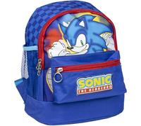 Mochila Estilo Trekking de Sonic - Color Azul - 23x27x15cm - Fabricada en Poliéster - Mochila Infantil de Varios Bolsillos - Cinturón y Asas Ajustables - Producto Original Diseñado en España
