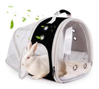 Mochila expandible para animales pequeños, bolsa de viaje portátil, jaulas de transporte transpirables para cobayas, dragón barbudo, lagarto, conejo, ardilla, gatito, deslizador de azúcar (negro