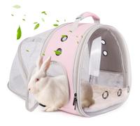 Mochila expandible para animales pequeños, bolsa de viaje portátil transpirable para cobayas, dragón barbudo, lagarto, ardilla, gatito, deslizador de azúcar (rosa, extensión trasera)