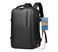 Mochila expandible para portátil de negocios, mochila de viaje negra | Mochila de trabajo, negra expandible para el hogar, avión, tren, trabajo