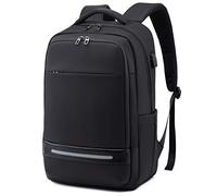 Mochila for computadora portátil de 17 pulgadas, impermeable, for negocios, viajes, trabajo, mochila for computadora con puerto de carga USB, mochila antirrobo for la escuela y la universidad(Black-01