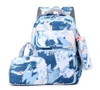 Mochila funcional y moderna para niñas con bolsa de almuerzo y estuche para lápices, práctica para biblioteca escolar, mochila de gran capacidad, azul marino, Mass Beauty