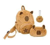 Mochila genérica de felpa, mochila con forma de Capybara con monedero, para ordenador portátil con colgante y correas ajustables para viajes y universidad gimnasio y transporte al aire libre