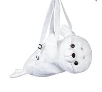 Mochila genérica de peluche - felpa corta 50 cm | mochila foca blanca, animal acolchado | S-ac Peluche Correas ajustables para, escuela, viaje y diario