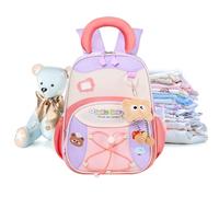 Mochila genérica para | Mochila impermeable de 32 cm para personajes, mochila escolar con bloques de colores con hebilla, para 3 4 5 6 años, viaje de maternidad, Navidad, cumpleaños, regalo, morado