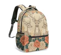 Mochila geométrica con diseño de cabeza de ciervo a cuadros, 40,6 cm, ilustración de cuernos, patrón degradado, decoración artística, 03., L, Casual