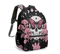 Mochila gótica con estampado de calavera, mariposa, hongos, brujería, luna oculta, fantasía, mochila de día de fantasía oscura, bolsa de viaje de 16 pulgadas, 08., L, Casual