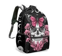 Mochila gótica con estampado de calavera, mariposa, hongos, brujería, luna oculta, fantasía, mochila de día de fantasía oscura, bolsa de viaje de 16 pulgadas, 02., L, Casual